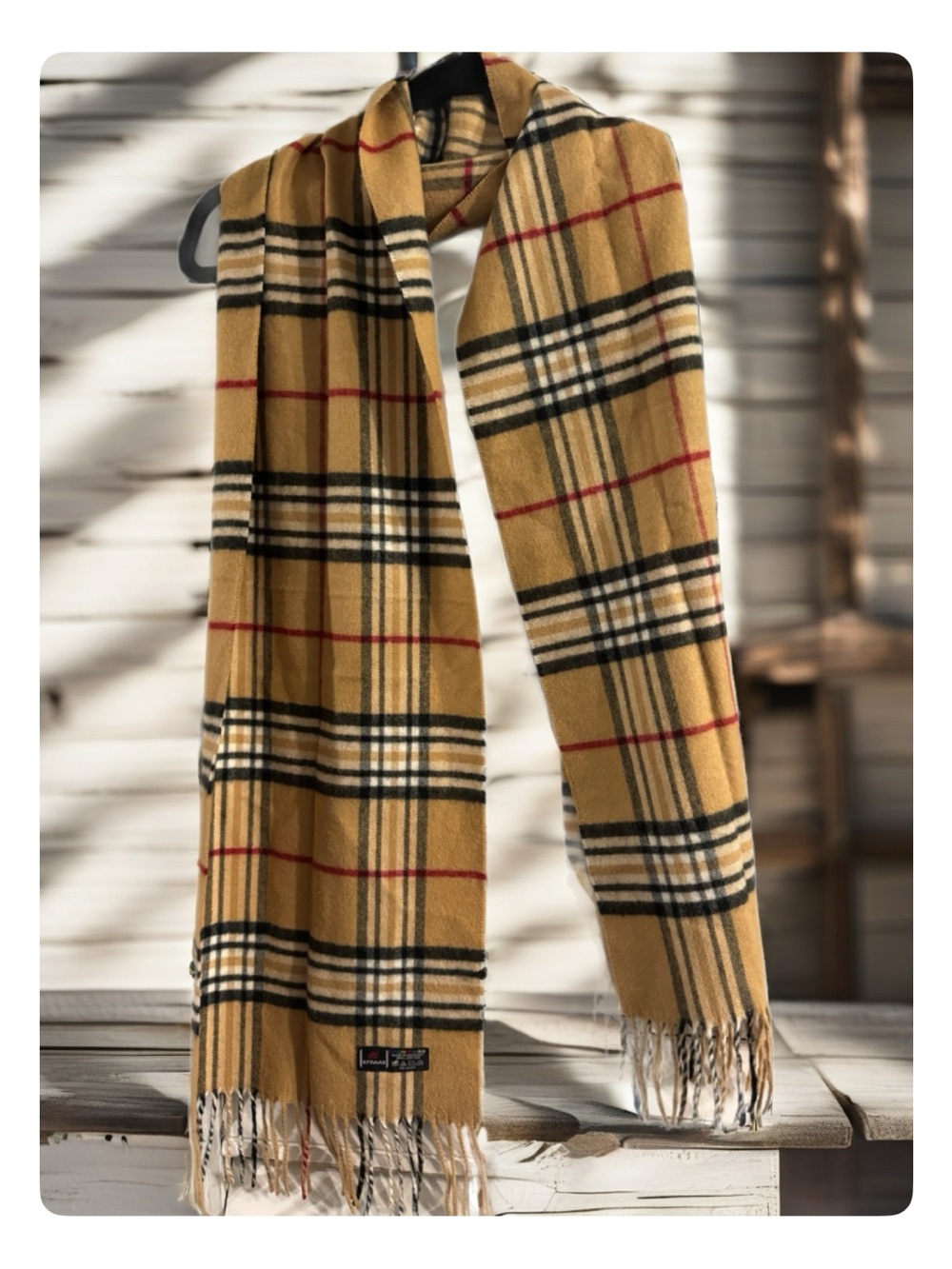 Classic Plaid Wool Scarf in Mustard Designer inspired
